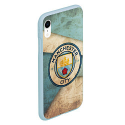 Чехол iPhone XR матовый FC Man City: Old Style, цвет: 3D-голубой — фото 2