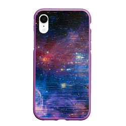 Чехол iPhone XR матовый Glitch space, цвет: 3D-фиолетовый