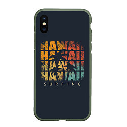 Чехол iPhone XS Max матовый Hawaii Surfing, цвет: 3D-темно-зеленый