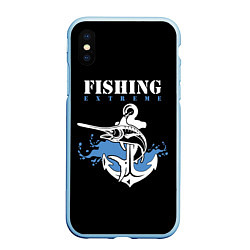 Чехол iPhone XS Max матовый Fishing Extreme, цвет: 3D-голубой
