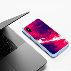 Чехол iPhone XS Max матовый Брызги красок, цвет: 3D-голубой — фото 2