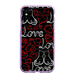 Чехол iPhone XS Max матовый Meow Love, цвет: 3D-сиреневый