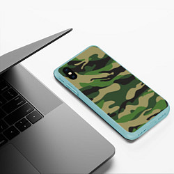 Чехол iPhone XS Max матовый Камуфляж: хаки/зеленый, цвет: 3D-мятный — фото 2