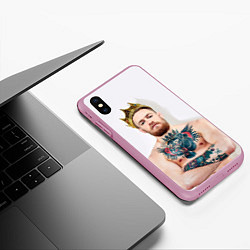 Чехол iPhone XS Max матовый Макгрегор король, цвет: 3D-розовый — фото 2