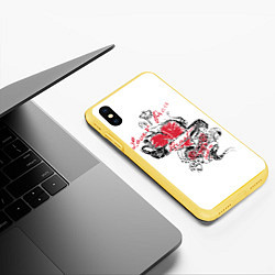 Чехол iPhone XS Max матовый Рок сердца 6, цвет: 3D-желтый — фото 2