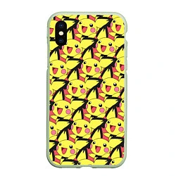 Чехол iPhone XS Max матовый Pikachu, цвет: 3D-салатовый