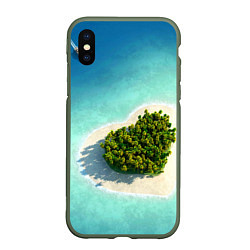 Чехол iPhone XS Max матовый Остров, цвет: 3D-темно-зеленый