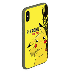 Чехол iPhone XS Max матовый Pikachu Pika Pika, цвет: 3D-темно-зеленый — фото 2