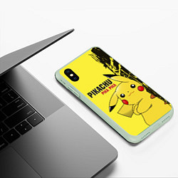 Чехол iPhone XS Max матовый Pikachu Pika Pika, цвет: 3D-салатовый — фото 2