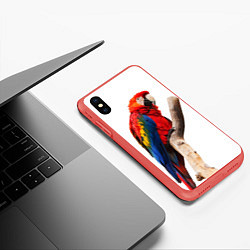 Чехол iPhone XS Max матовый Яркий попугай, цвет: 3D-красный — фото 2