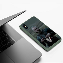 Чехол iPhone XS Max матовый Vikings: Ragnarr Lodbrok, цвет: 3D-темно-зеленый — фото 2