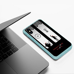 Чехол iPhone XS Max матовый Twenty One Pilots: Lines, цвет: 3D-мятный — фото 2
