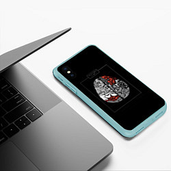 Чехол iPhone XS Max матовый Twenty one pilots: brain, цвет: 3D-мятный — фото 2