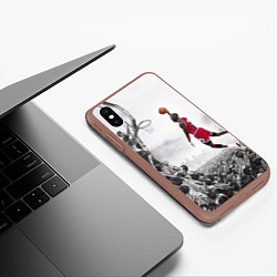 Чехол iPhone XS Max матовый Michael Jordan NBA, цвет: 3D-коричневый — фото 2