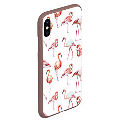 Чехол iPhone XS Max матовый Действия фламинго, цвет: 3D-коричневый — фото 2