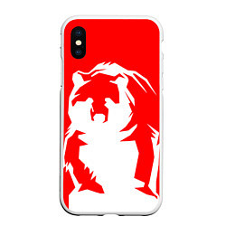Чехол iPhone XS Max матовый Красный медведь
