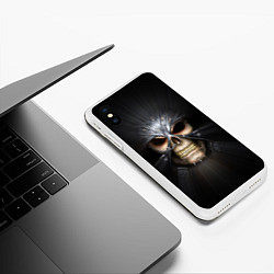 Чехол iPhone XS Max матовый Скелет в маске, цвет: 3D-белый — фото 2