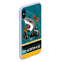 Чехол iPhone XS Max матовый San Jose Sharks, цвет: 3D-светло-сиреневый — фото 2