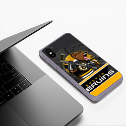 Чехол iPhone XS Max матовый Boston Bruins, цвет: 3D-серый — фото 2