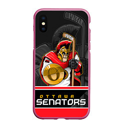 Чехол iPhone XS Max матовый Ottawa Senators, цвет: 3D-малиновый