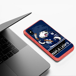 Чехол iPhone XS Max матовый Toronto Maple Leafs, цвет: 3D-красный — фото 2