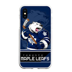 Чехол iPhone XS Max матовый Toronto Maple Leafs, цвет: 3D-белый