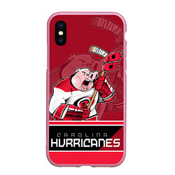 Чехол iPhone XS Max матовый Carolina Hurricanes, цвет: 3D-розовый