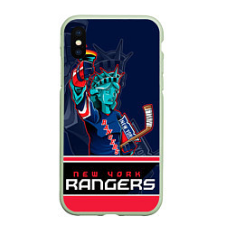 Чехол iPhone XS Max матовый New York Rangers, цвет: 3D-салатовый