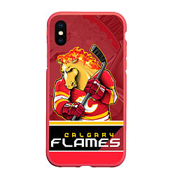 Чехол iPhone XS Max матовый Calgary Flames, цвет: 3D-красный