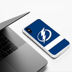 Чехол iPhone XS Max матовый Tampa Bay Lightning, цвет: 3D-белый — фото 2