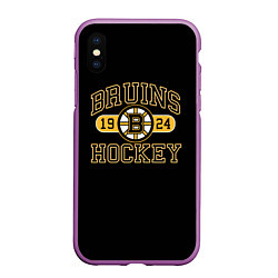 Чехол iPhone XS Max матовый Boston Bruins: Est.1924, цвет: 3D-фиолетовый