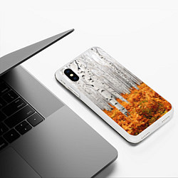 Чехол iPhone XS Max матовый Березовая роща, цвет: 3D-белый — фото 2