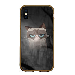 Чехол iPhone XS Max матовый Grumpy Cat, цвет: 3D-коричневый