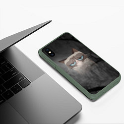 Чехол iPhone XS Max матовый Grumpy Cat, цвет: 3D-темно-зеленый — фото 2