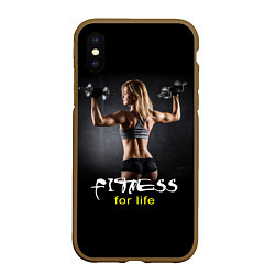 Чехол iPhone XS Max матовый Fitness for life, цвет: 3D-коричневый