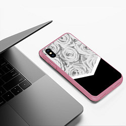 Чехол iPhone XS Max матовый Розы, цвет: 3D-малиновый — фото 2