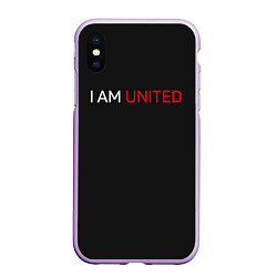 Чехол iPhone XS Max матовый Manchester United team, цвет: 3D-сиреневый