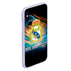 Чехол iPhone XS Max матовый Real Madrid, цвет: 3D-светло-сиреневый — фото 2