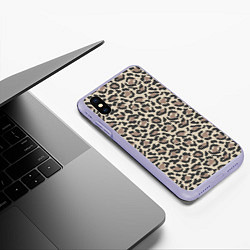 Чехол iPhone XS Max матовый Шкура леопарда, цвет: 3D-светло-сиреневый — фото 2