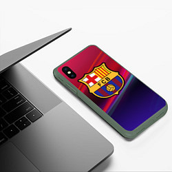 Чехол iPhone XS Max матовый ФК Барселона, цвет: 3D-темно-зеленый — фото 2