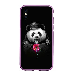 Чехол iPhone XS Max матовый Donut Panda, цвет: 3D-фиолетовый