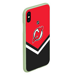 Чехол iPhone XS Max матовый NHL: New Jersey Devils, цвет: 3D-салатовый — фото 2