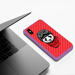 Чехол iPhone XS Max матовый Панда пилот, цвет: 3D-фиолетовый — фото 2
