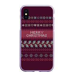 Чехол iPhone XS Max матовый Merry Christmas, цвет: 3D-светло-сиреневый