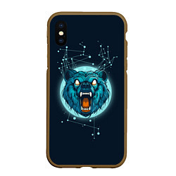 Чехол iPhone XS Max матовый Космический медведь, цвет: 3D-коричневый