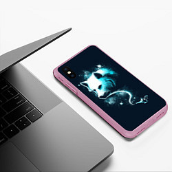 Чехол iPhone XS Max матовый Галактический волк, цвет: 3D-розовый — фото 2