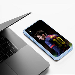 Чехол iPhone XS Max матовый Месси 10, цвет: 3D-голубой — фото 2