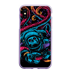 Чехол iPhone XS Max матовый Космический осьминог, цвет: 3D-светло-сиреневый