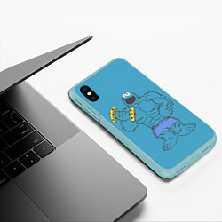Чехол iPhone XS Max матовый Коржик качок, цвет: 3D-мятный — фото 2