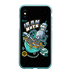 Чехол iPhone XS Max матовый Iron Nuts, цвет: 3D-мятный
